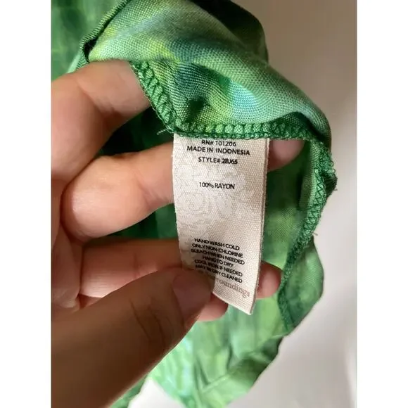 Soft Surroundings Green Tie Dye Popover Short Sleeve Split Neck Blouse NEW Small - Picture 4 of 4